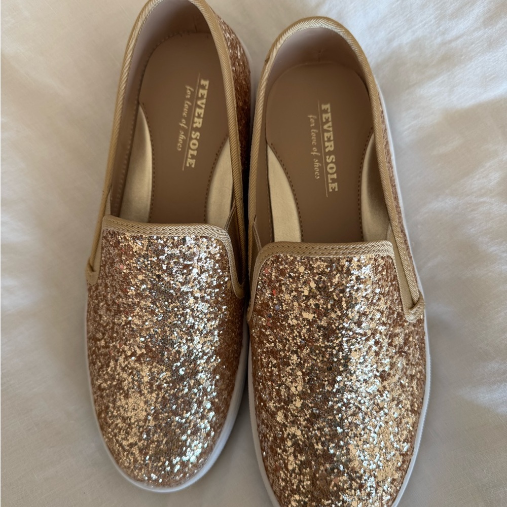 Fever Sole Platform Gold Slip-on Shoe size 8
